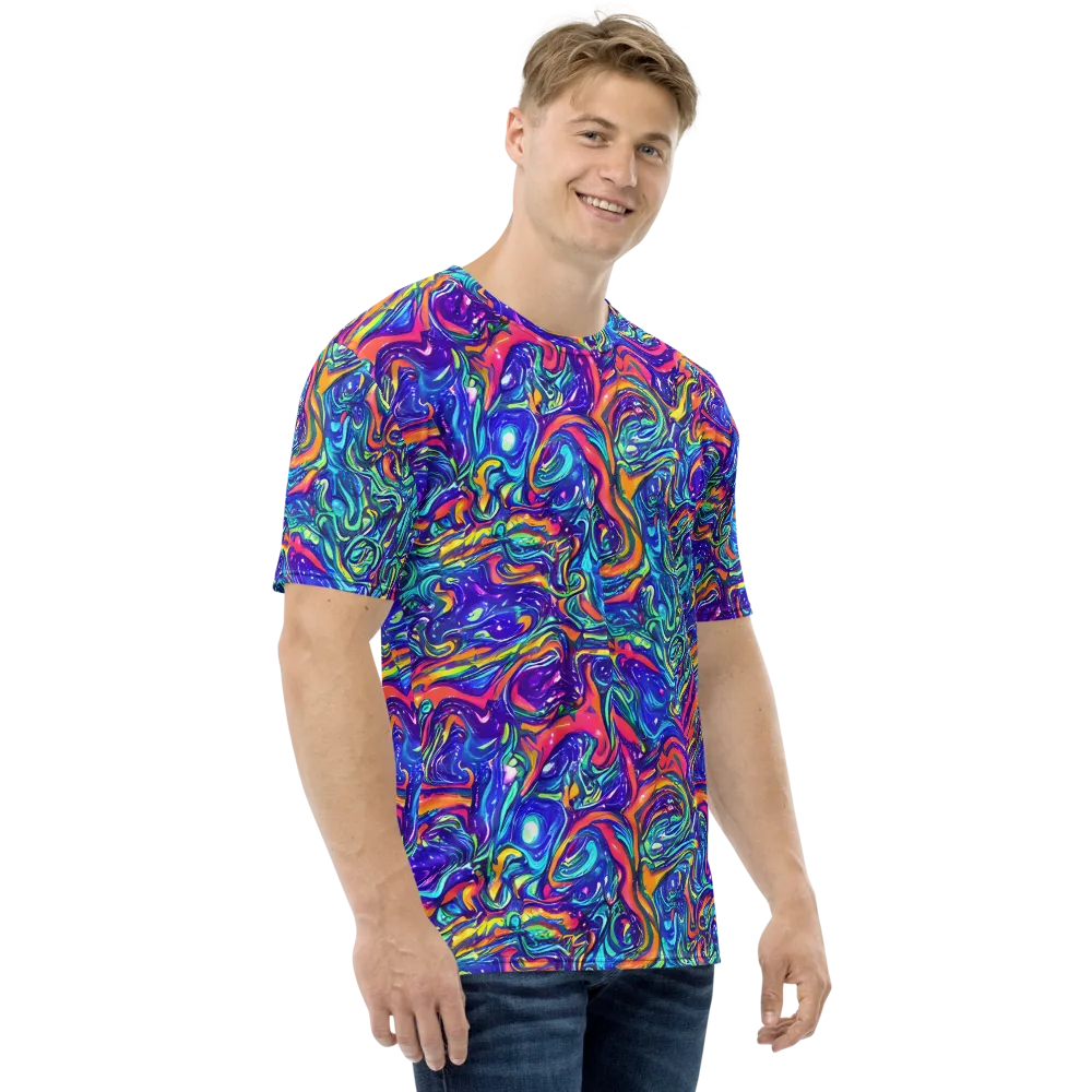 Plasma Paisley on Men's Crew Neck T-Shirt — Right