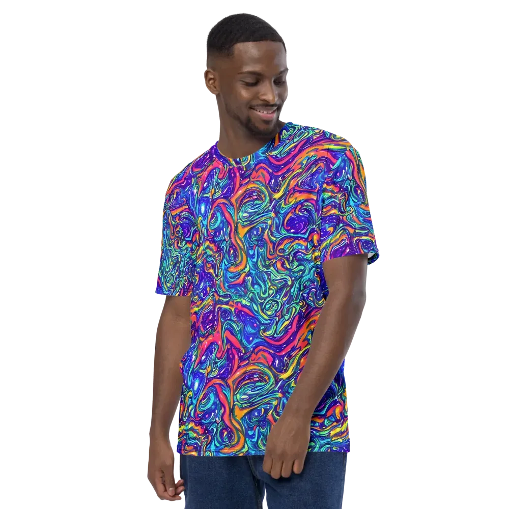 Plasma Paisley on Men's Crew Neck T-Shirt — Left
