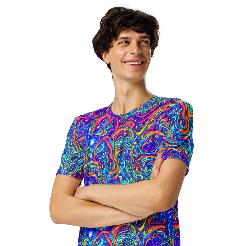 Plasma Paisley on Men's Crew Neck T-Shirt — Left Front