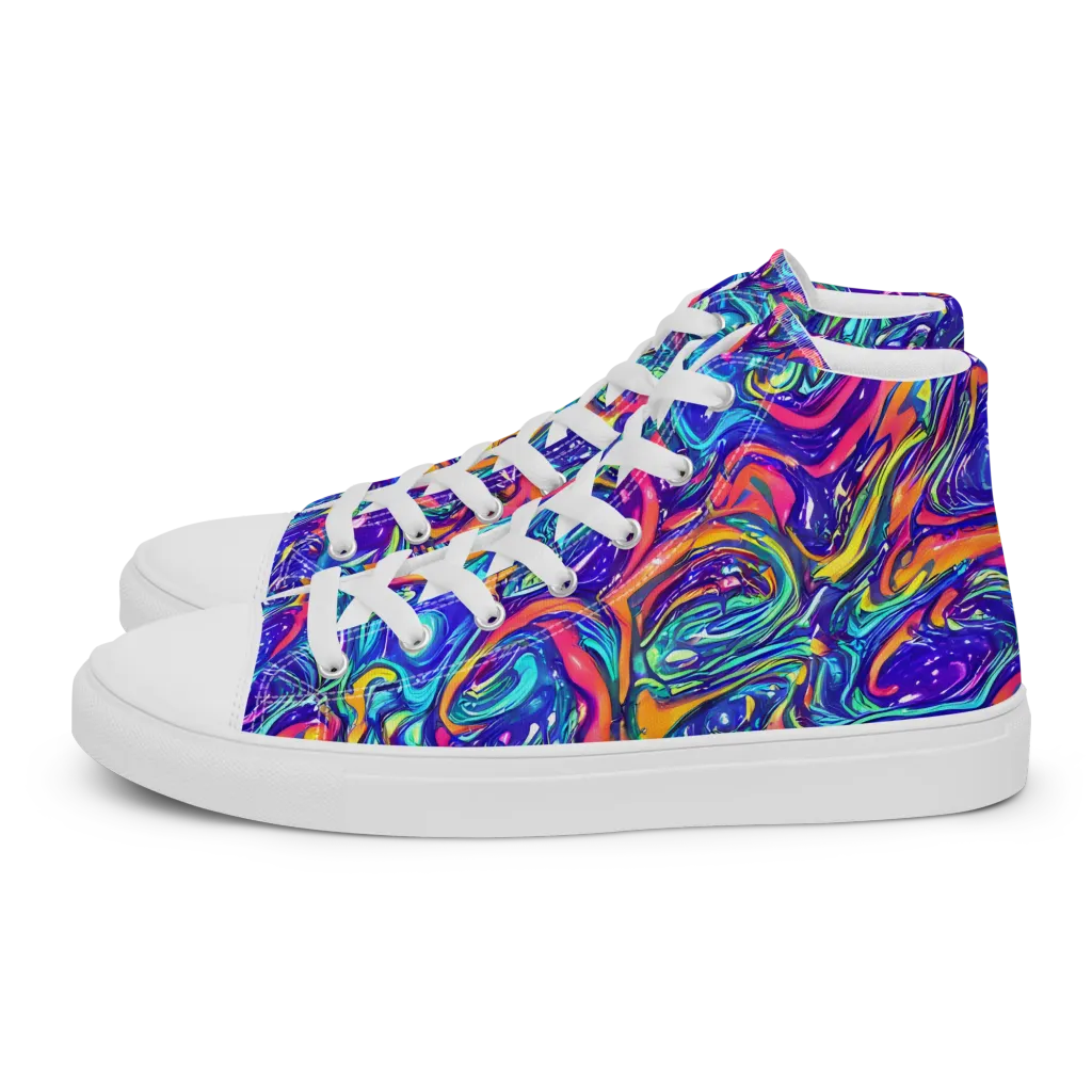 Plasma Paisley on Men's High Top Canvas Shoes — Left