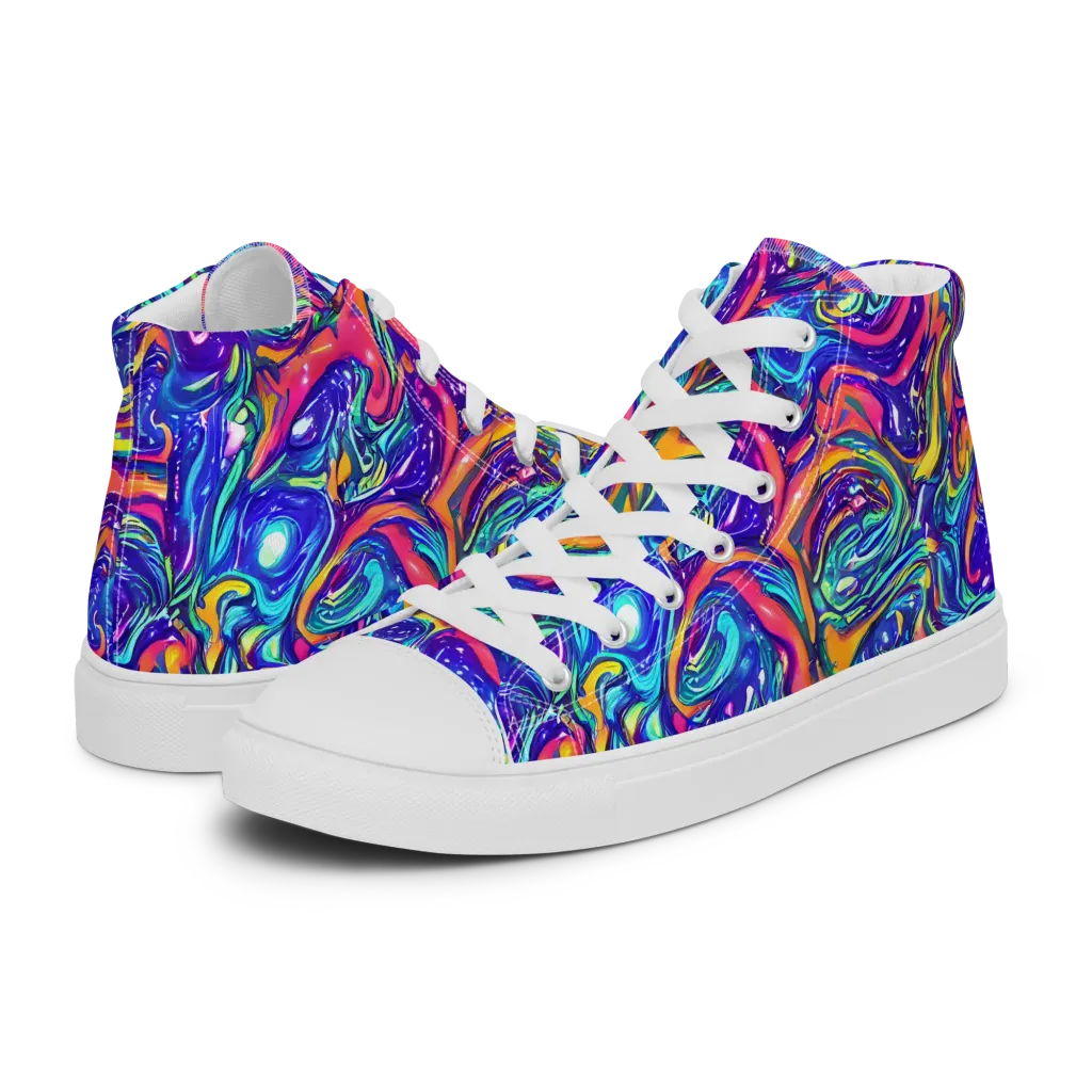 Plasma Paisley on Men's High Top Canvas Shoes — Left