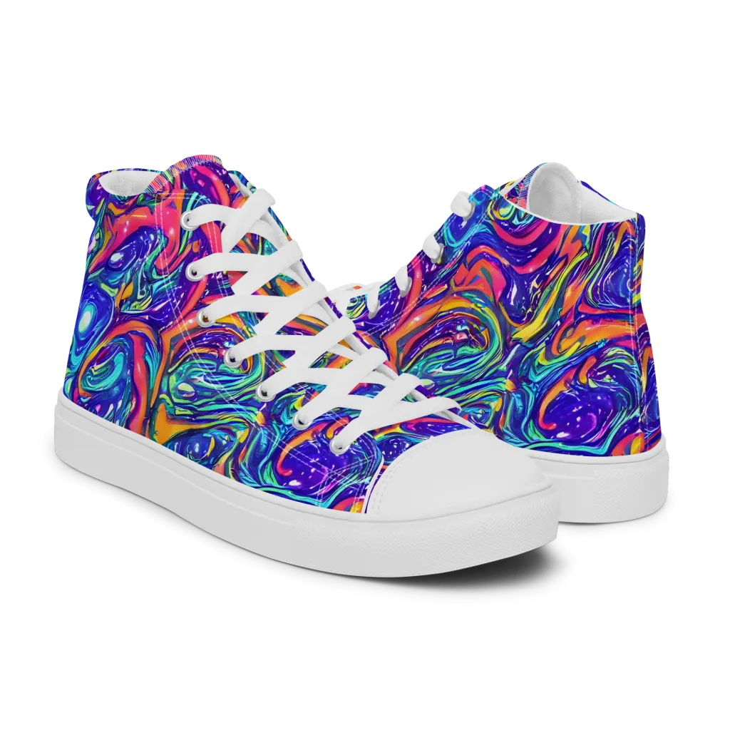 Plasma Paisley on Men's High Top Canvas Shoes — Right