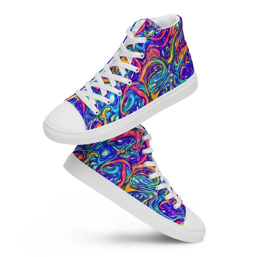 Plasma Paisley on Men's High Top Canvas Shoes — Front