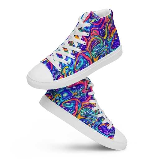 Plasma Paisley on a Men's High Top Canvas Shoes