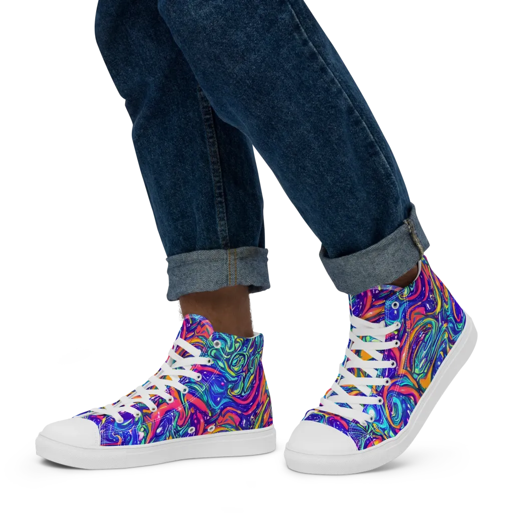 Plasma Paisley on Men's High Top Canvas Shoes — Left