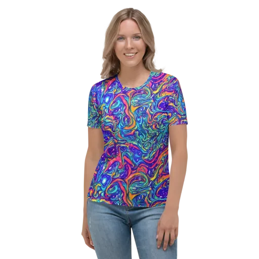 Plasma Paisley on a Women's Crew Neck T-Shirt
