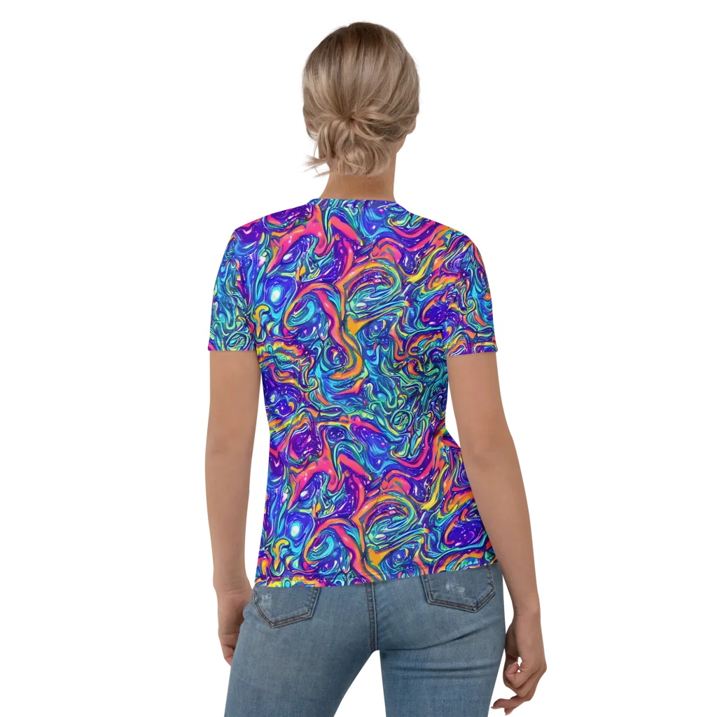 Plasma Paisley on Women's Crew Neck T-Shirt — Back