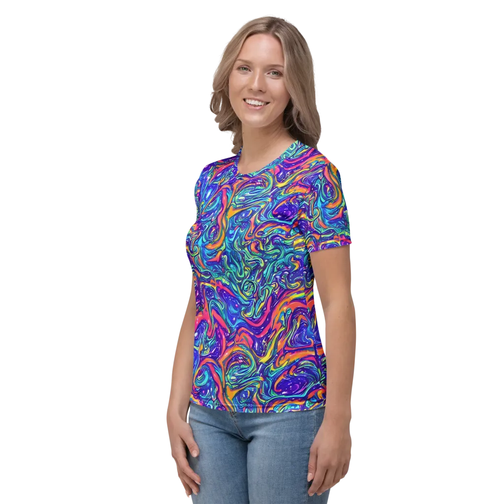 Plasma Paisley on Women's Crew Neck T-Shirt — Left