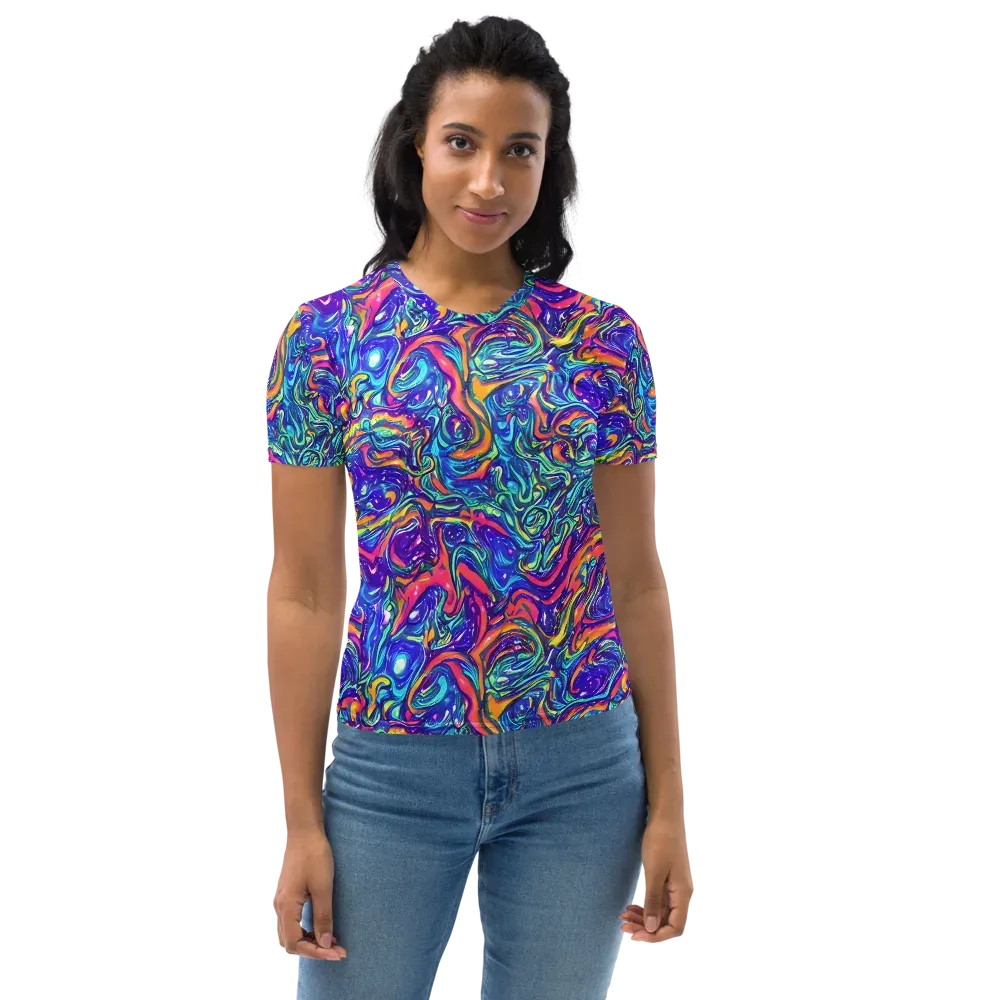 Plasma Paisley on Women's Crew Neck T-Shirt — Front