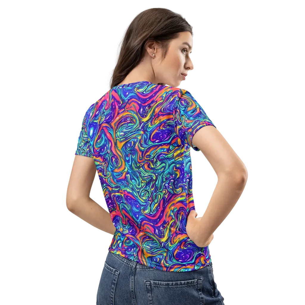 Plasma Paisley on Women's Crew Neck T-Shirt — Back