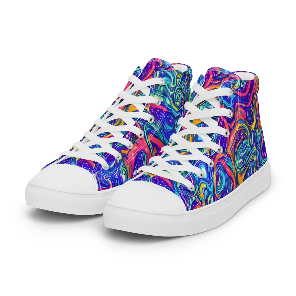 Plasma Paisley on Women's High Top Canvas Shoes — Left Front