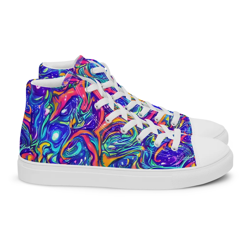 Plasma Paisley on Women's High Top Canvas Shoes — Right