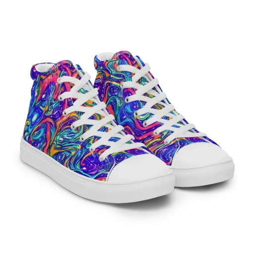 Plasma Paisley on a Women's High Top Canvas Shoes