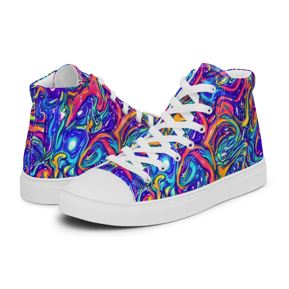 Plasma Paisley on Women's High Top Canvas Shoes — Left