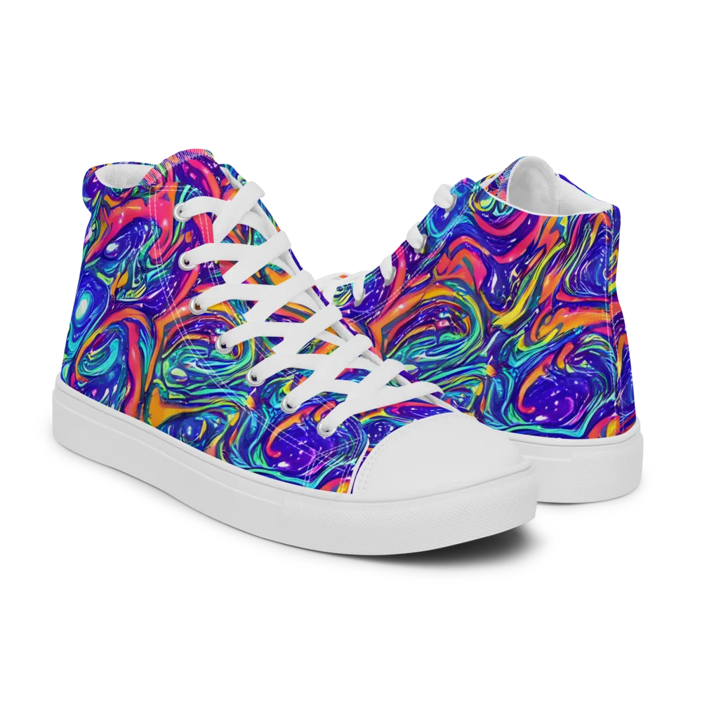 Plasma Paisley on Women's High Top Canvas Shoes — Right