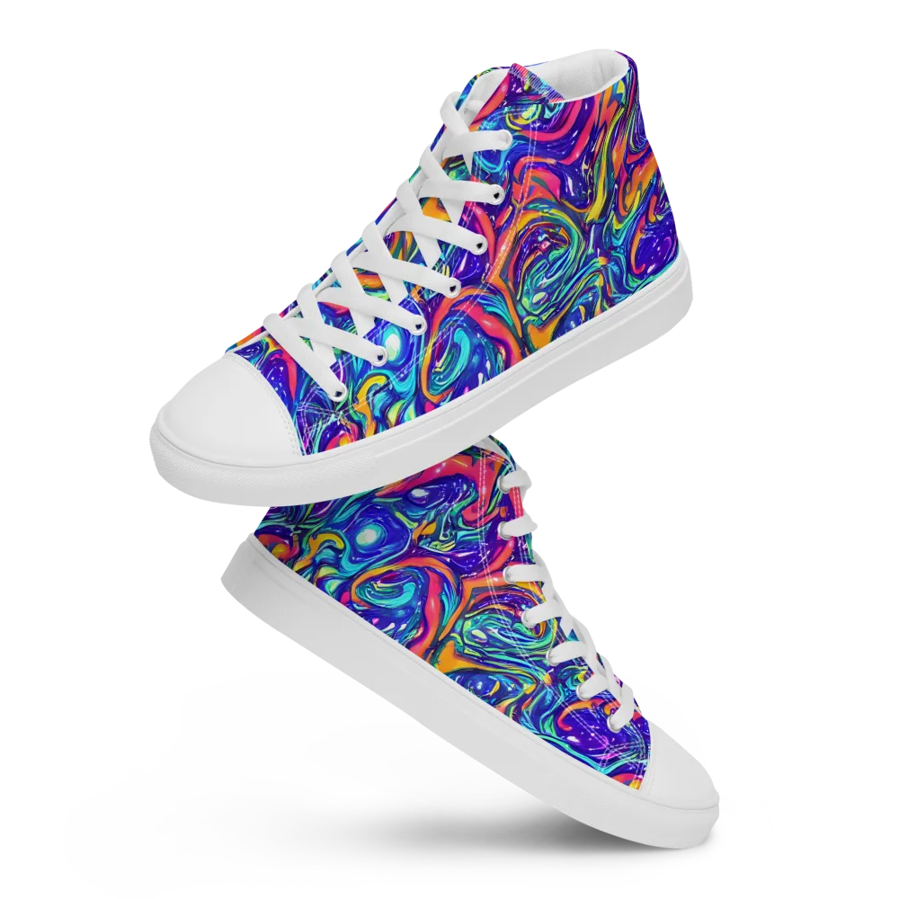 Plasma Paisley on Women's High Top Canvas Shoes — Front