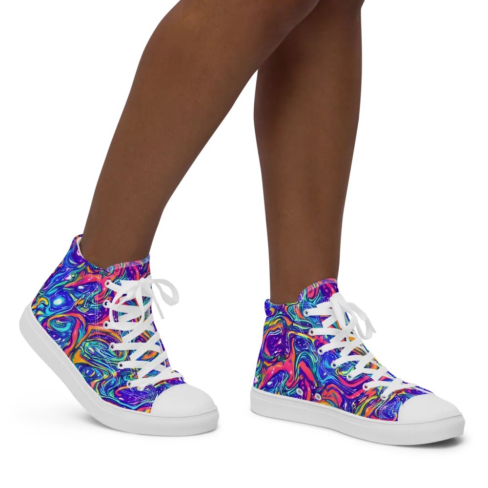 Plasma Paisley on Women's High Top Canvas Shoes — Right
