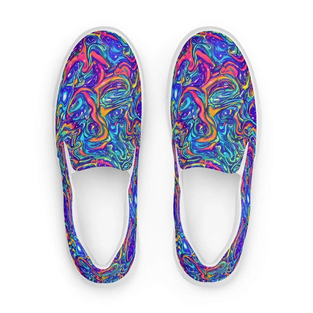 Plasma Paisley on Men's Slip-On Canvas Shoes — Front