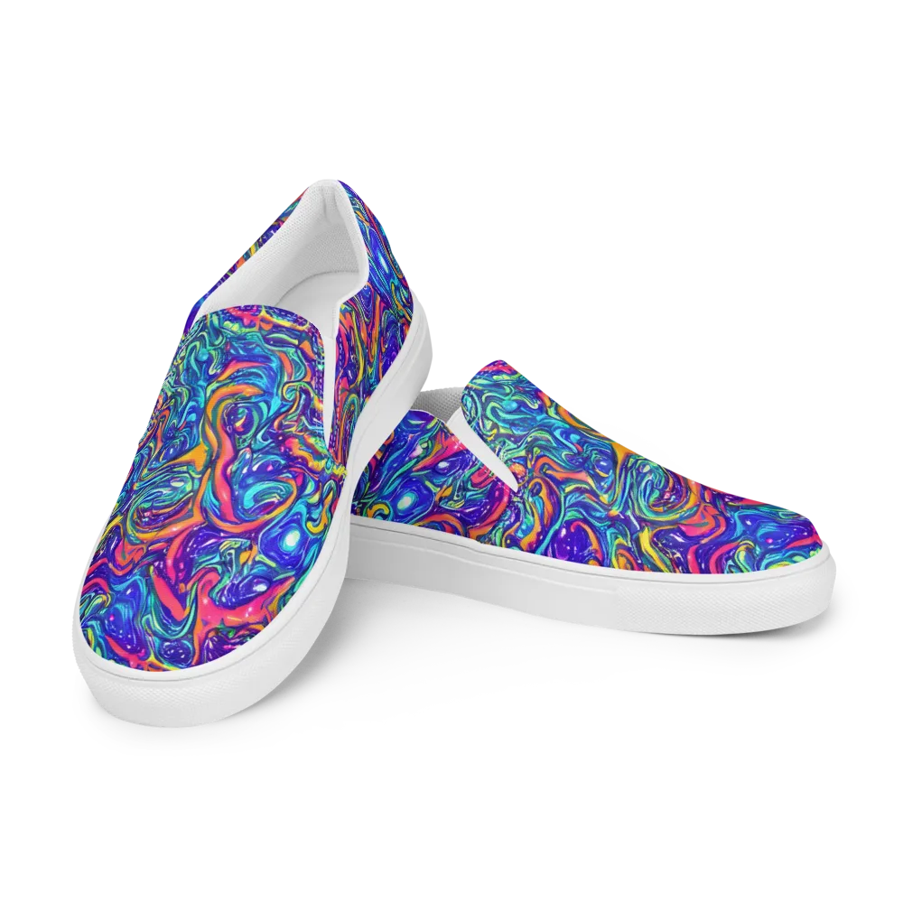 Plasma Paisley on Men's Slip-On Canvas Shoes — Left Front