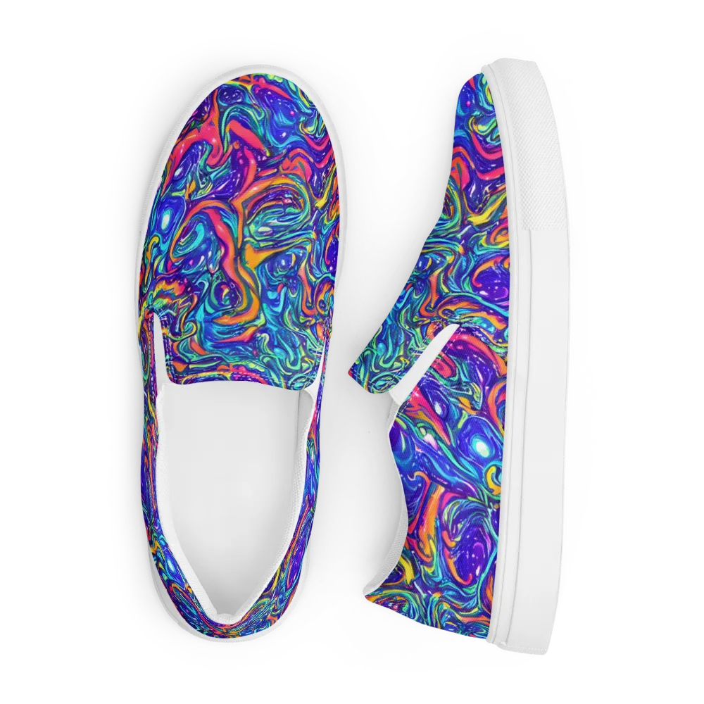 Plasma Paisley on Men's Slip-On Canvas Shoes — Front