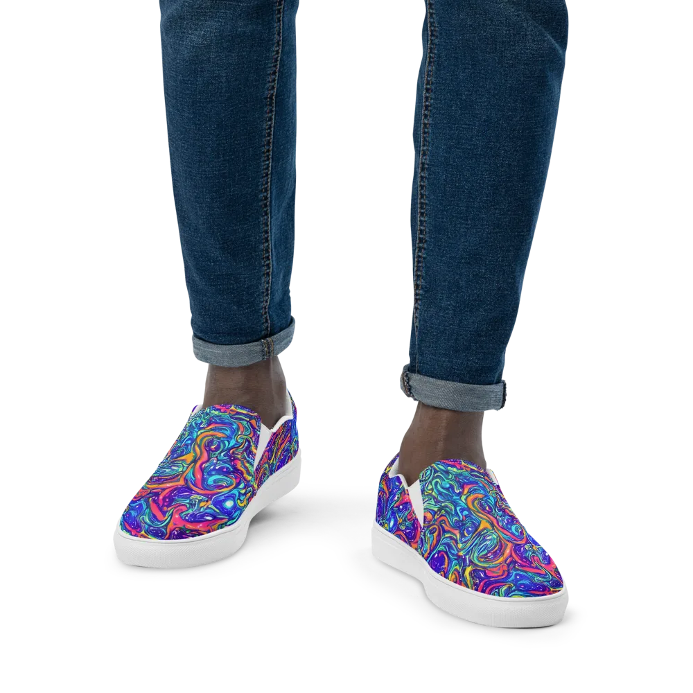 Plasma Paisley on Men's Slip-On Canvas Shoes — Front