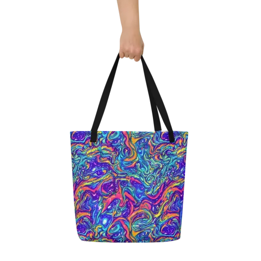 Plasma Paisley on a Large Tote Bag W/ Pocket