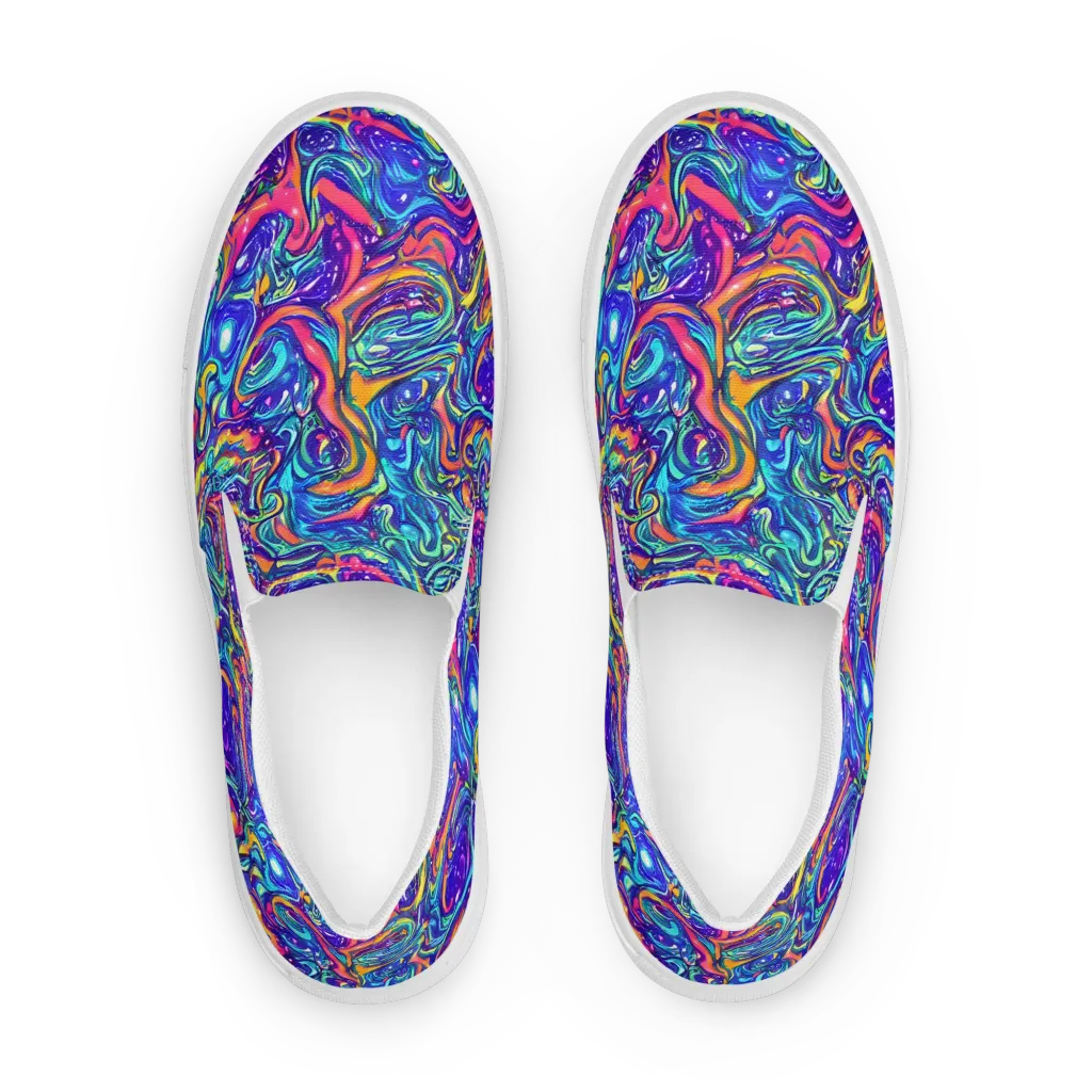 Plasma Paisley on Women's Slip-On Canvas Shoes — Front
