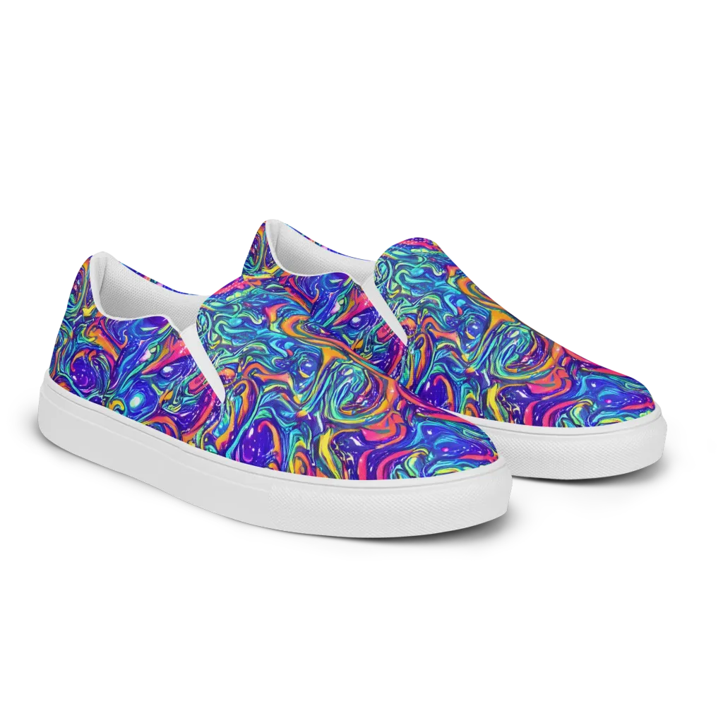 Plasma Paisley on Women's Slip-On Canvas Shoes — Right Front