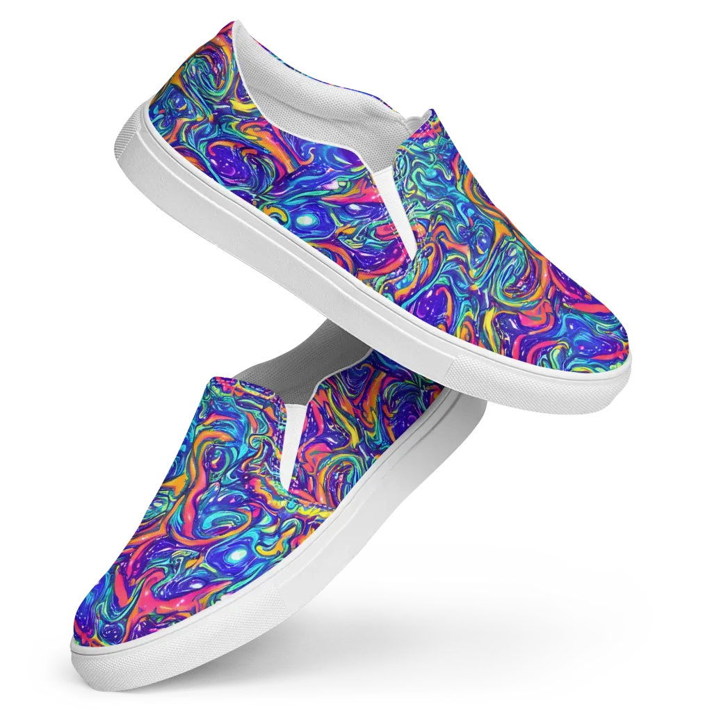 Plasma Paisley on Women's Slip-On Canvas Shoes — Front