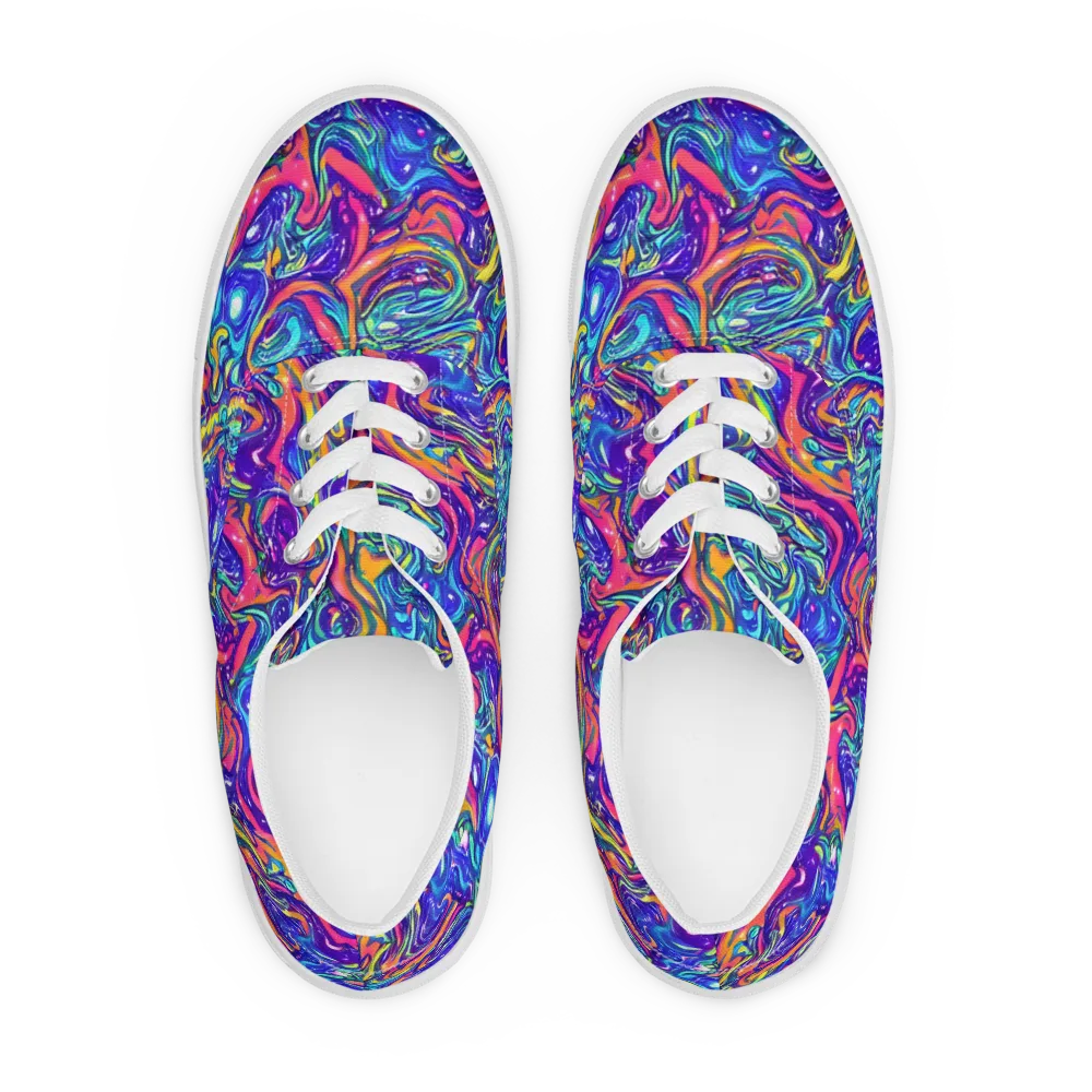 Plasma Paisley on Men's Lace-Up Canvas Shoes — Front