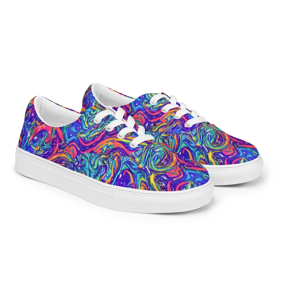 Plasma Paisley on Men's Lace-Up Canvas Shoes — Right Front