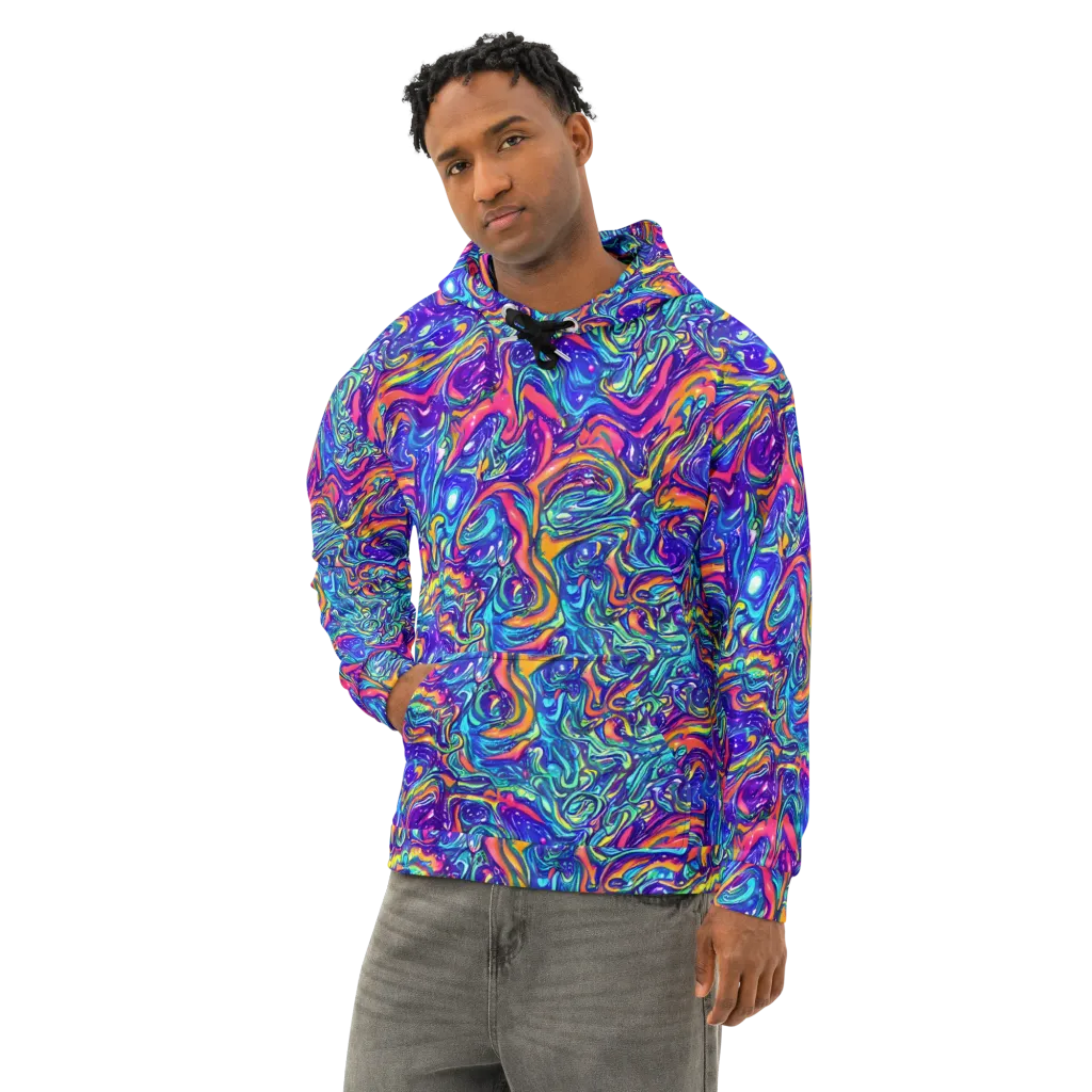 Plasma Paisley on Cotton Hoodie — Left Front