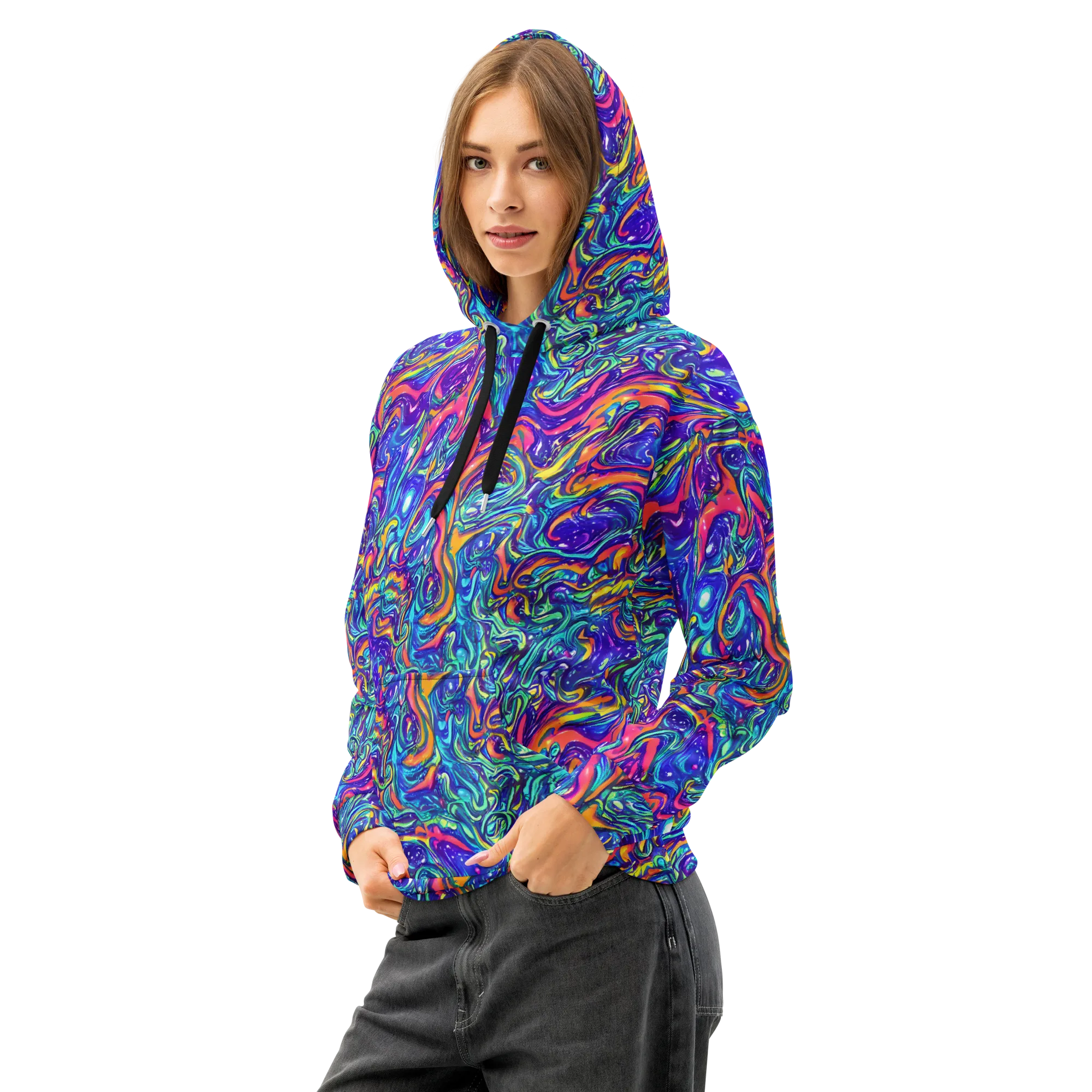 Plasma Paisley on Cotton Hoodie — Left Front