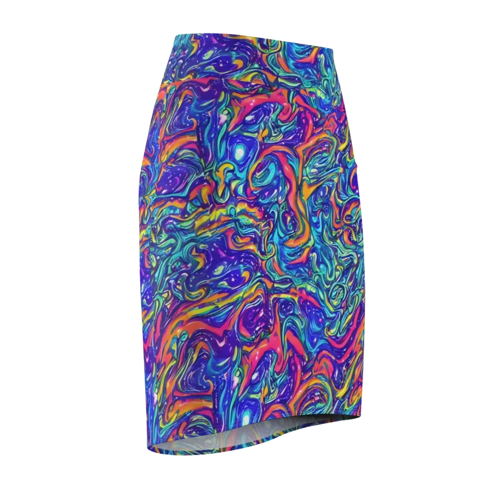 Plasma Paisley on Pencil Skirt — Front Side