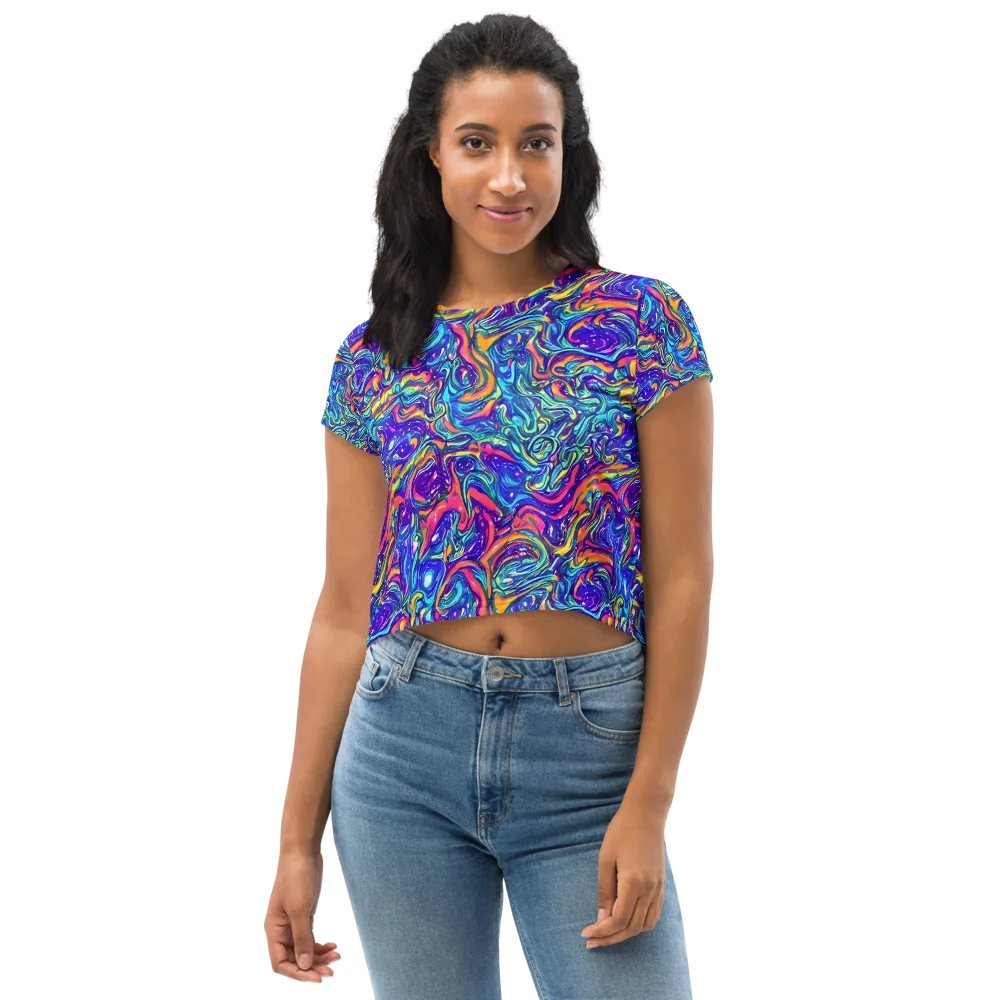Plasma Paisley on Crop Tee — Front