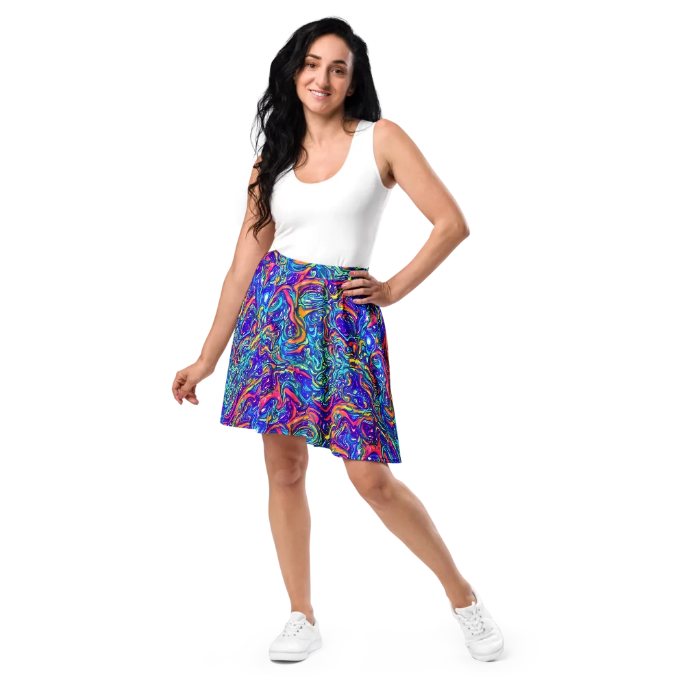 Plasma Paisley on Skater Skirt — Front