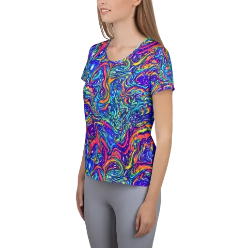 Plasma Paisley on a Women's Athletic T-Shirt