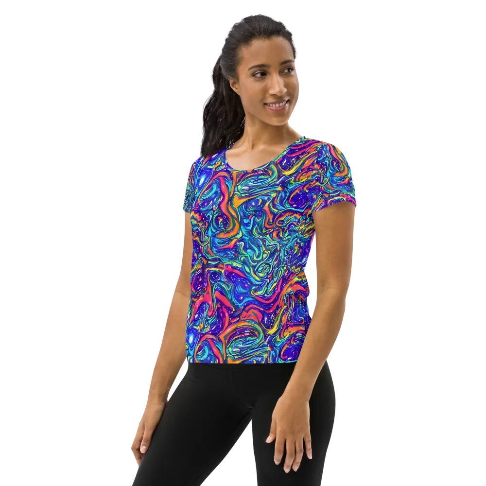 Plasma Paisley on Women's Athletic T-Shirt — Left
