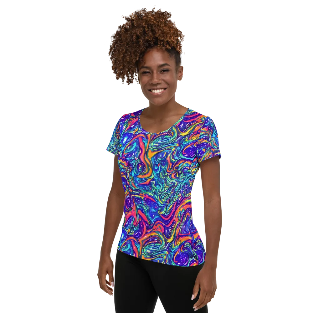 Plasma Paisley on Women's Athletic T-Shirt — Left