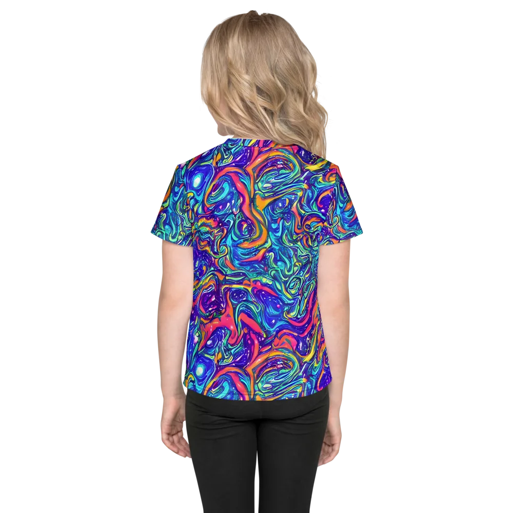 Plasma Paisley on Kids Crew Neck T-Shirt — Back