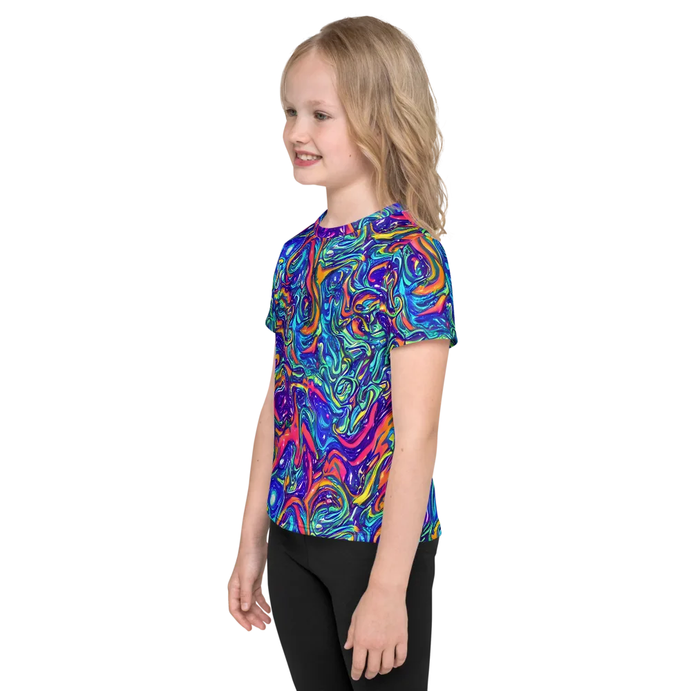 Plasma Paisley on Kids Crew Neck T-Shirt — Left