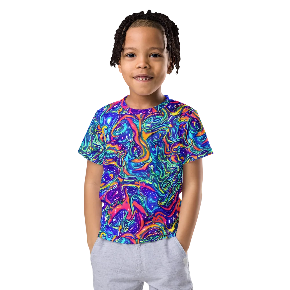 Plasma Paisley on Kids Crew Neck T-Shirt — Front