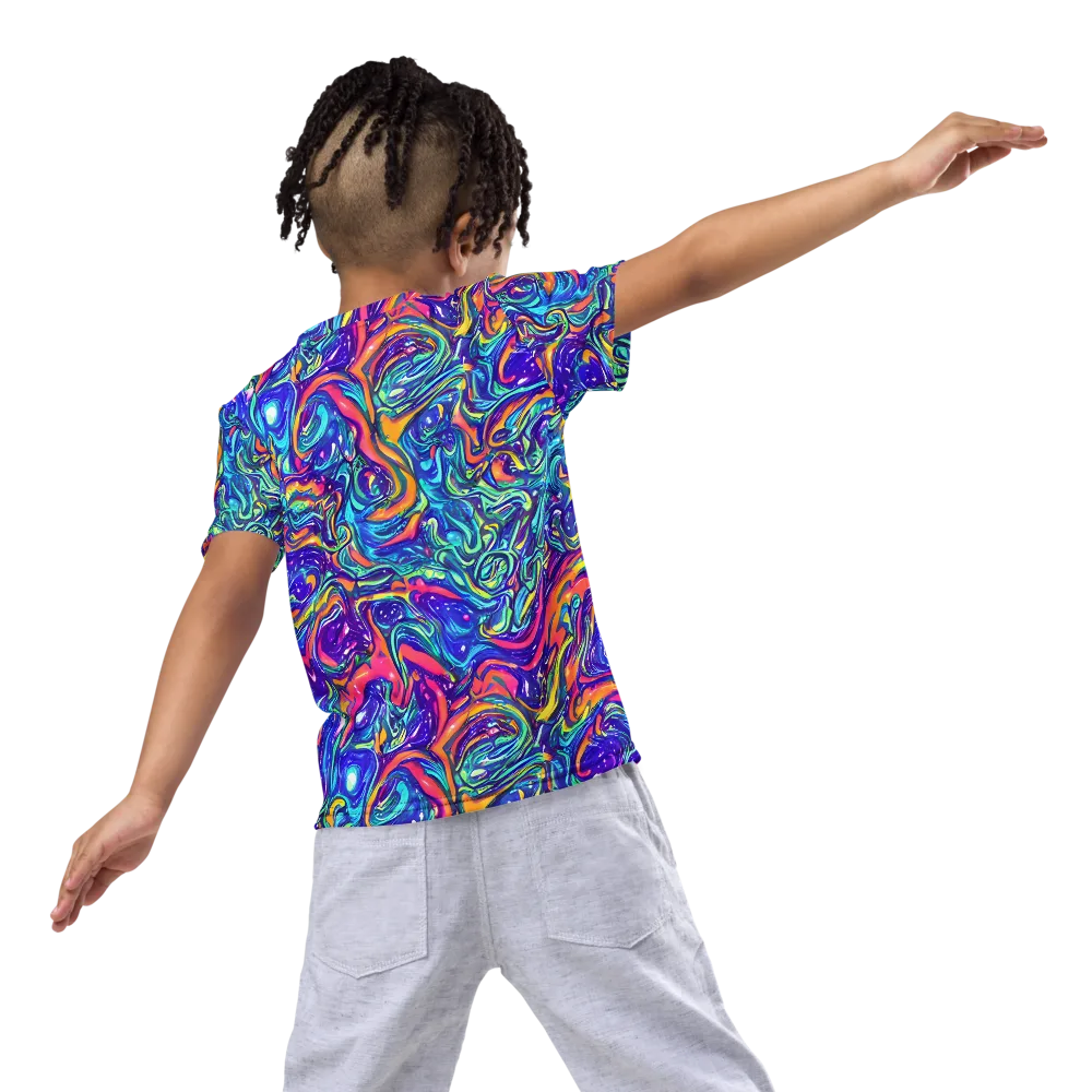Plasma Paisley on Kids Crew Neck T-Shirt — Back