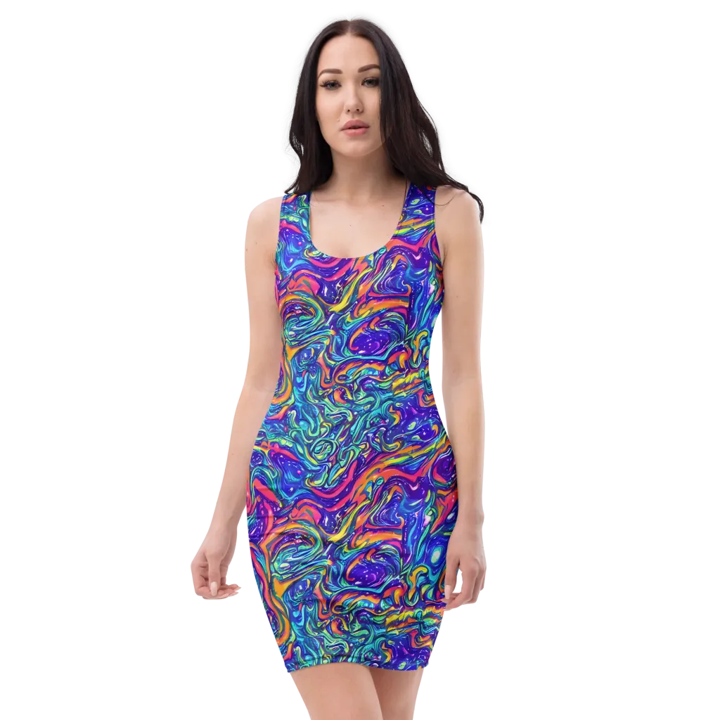 Plasma Paisley on Bodycon Dress — Front