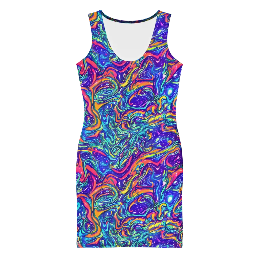 Plasma Paisley on Bodycon Dress — Front