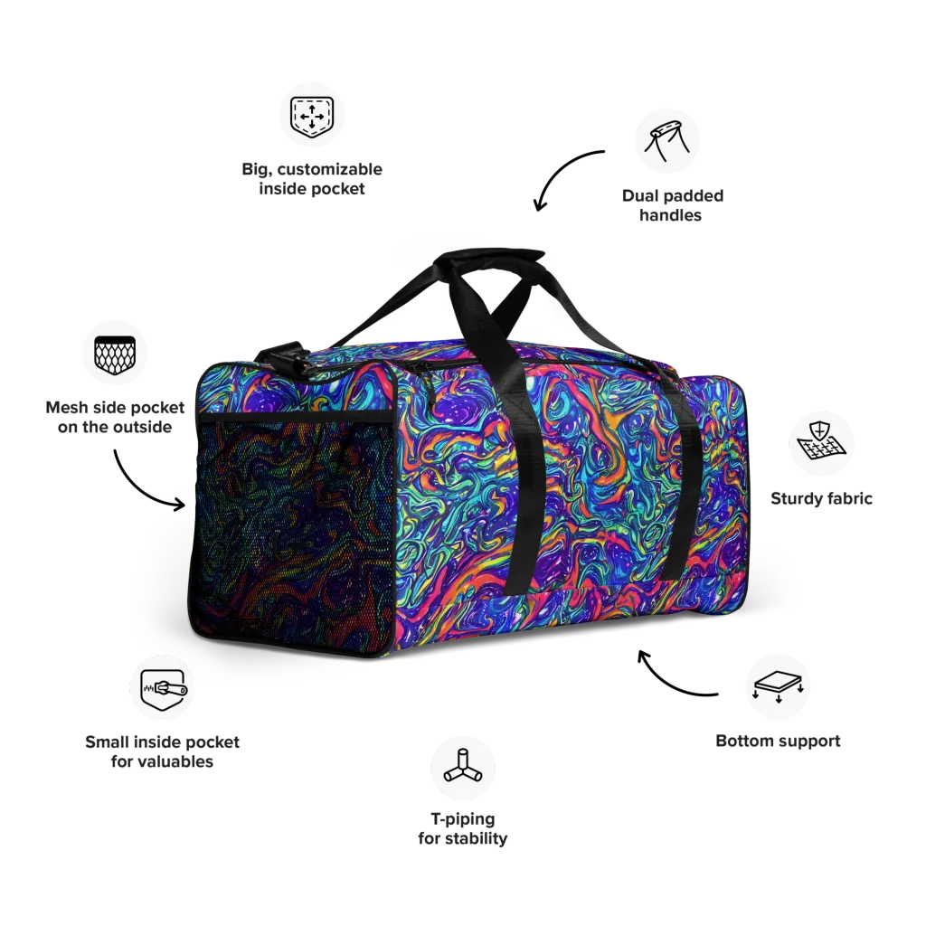Plasma Paisley on Duffle Bag — Right Front