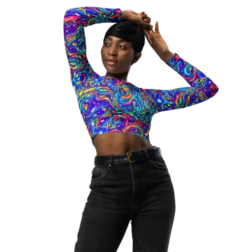 Plasma Paisley on a Long Sleeve Crop Top