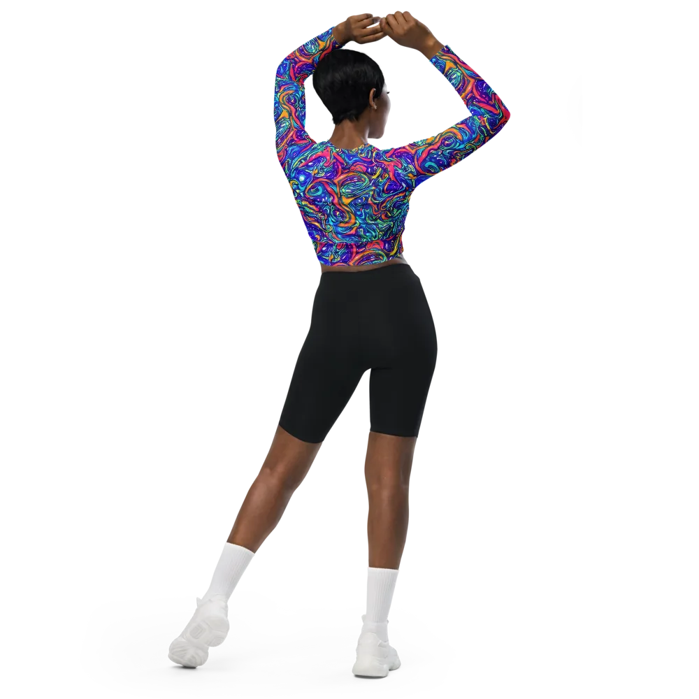 Plasma Paisley on Long Sleeve Crop Top — Back