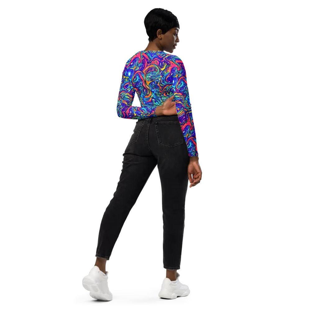 Plasma Paisley on Long Sleeve Crop Top — Right Back
