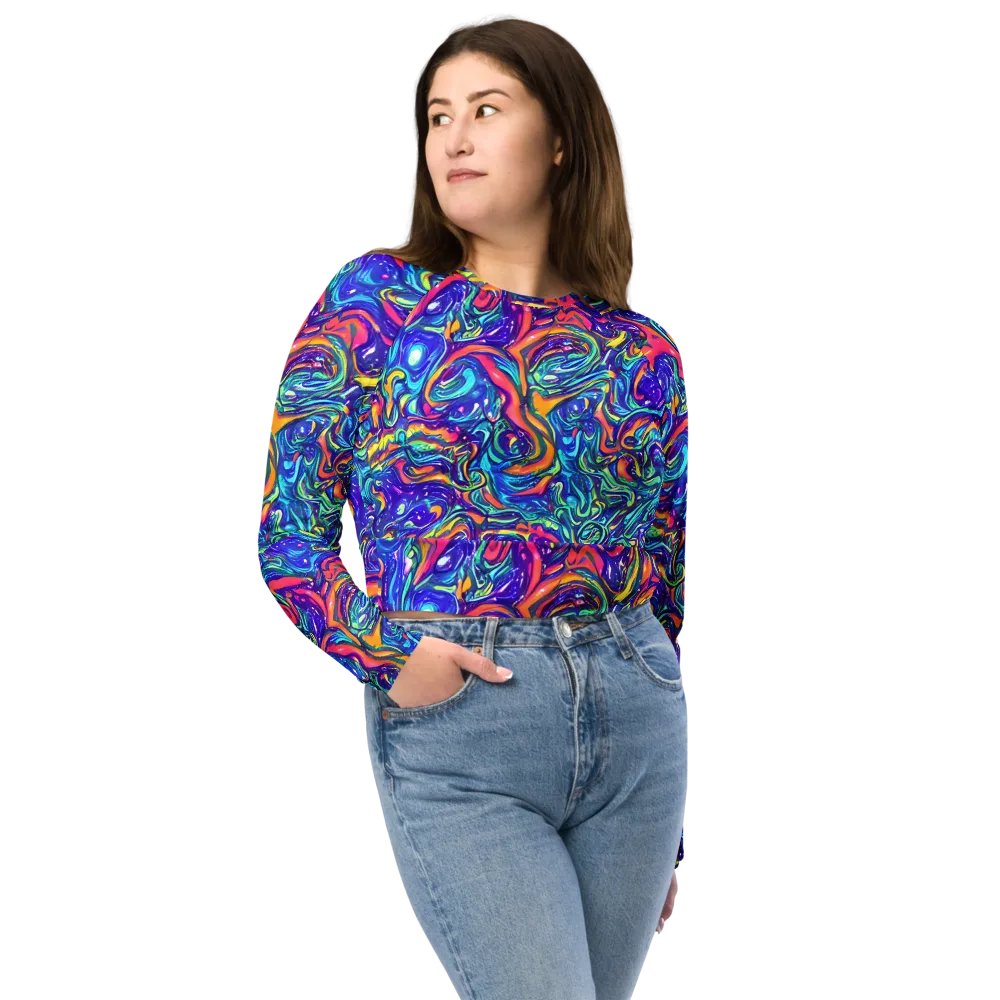 Plasma Paisley on Long Sleeve Crop Top — Front